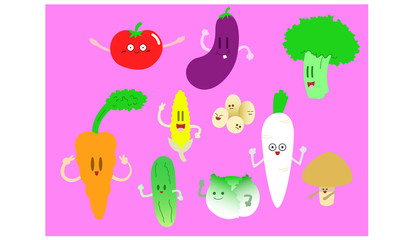 Funny Vegetables Cartoon