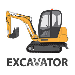 Excavator vector illustration. Can be used for design as a logo, icon or poster.