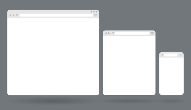 Flat blank browser windows for different devices