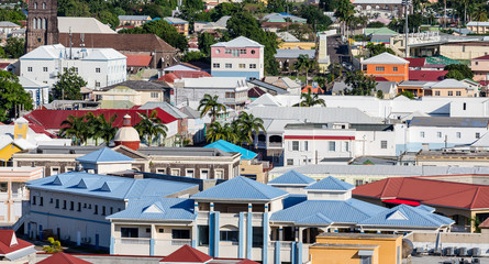 Fototapeta na wymiar Colorful Rooftops of St Kitts
