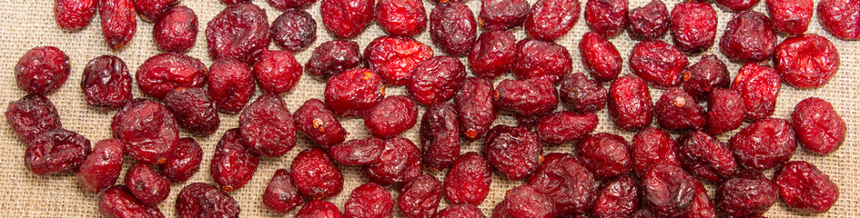 dried cranberries on canvas close up