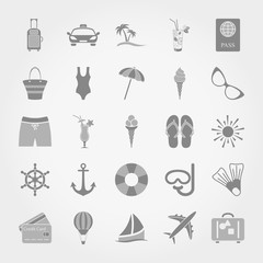 Obraz premium Summer, travel and vacation icon set.
