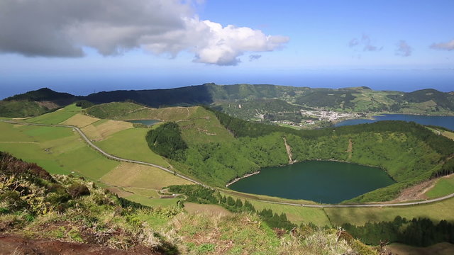 Beautiful lake of Sete Cidades, Azores, Portugal Europe 