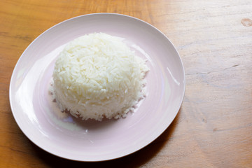 Cooked rice on white dish