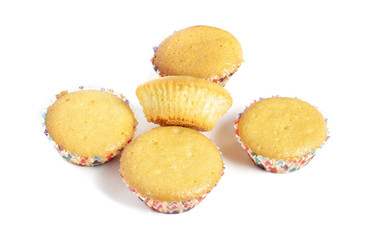Tasty muffin on white background