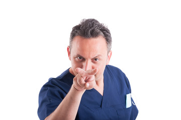 Doctor making looking at you gesture