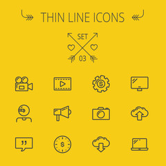 Technology thin line icon set