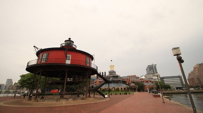 Seven Foot Knoll Lighthouse im Hafen von Baltimore, Maryland