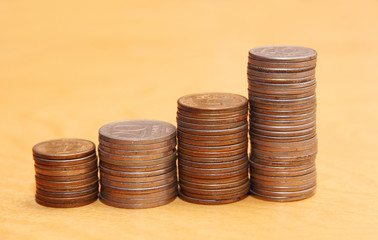 Stacks of coins.