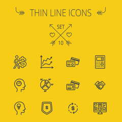 Business thin line icon set