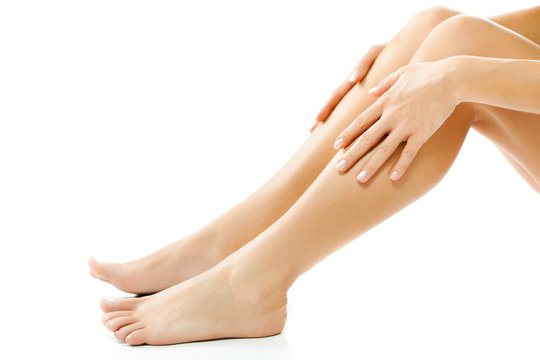 Beautiful female legs, smooth skin after waxing