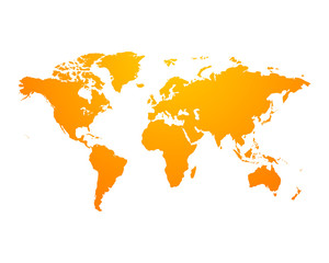 Fototapeta na wymiar World Map political orange on an isolated background. Vector