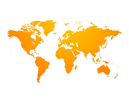 World Map political orange on an isolated background. Vector