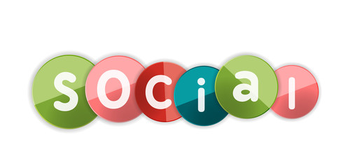 Word concept on color geometric shapes - social