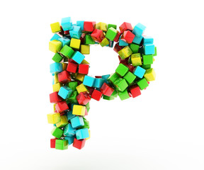 Letters P of colorful cube.