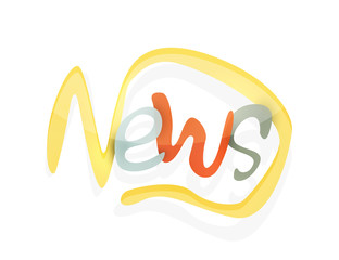 News word, drawn lettering typographic element