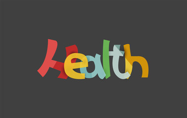 Health word, drawn lettering typographic element