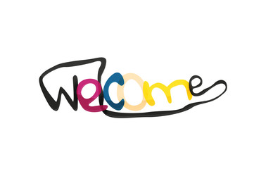 Welcome word, drawn lettering typographic element