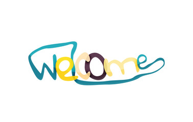 Welcome word, drawn lettering typographic element