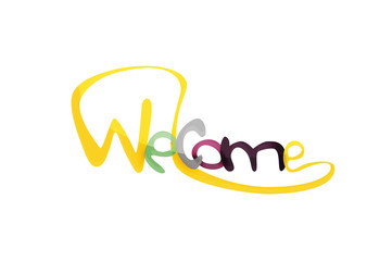Welcome word, drawn lettering typographic element