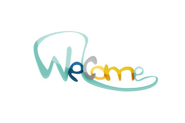 Welcome word, drawn lettering typographic element