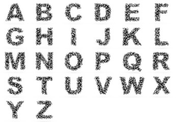 3D cube alphabet colorful font style.