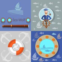 Boat trip, ocean cruise, lifebuoy sailor, anchor, fish, boat