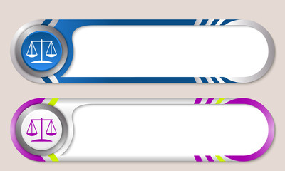 Obraz premium Vector buttons for your text and justice symbol