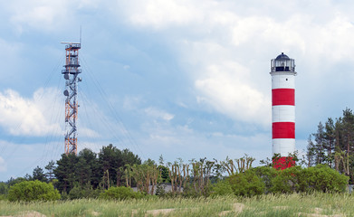 Military watch tower and lighthouse near border of Estonia and Russia.