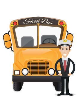 school bus and bus driver illustration 2