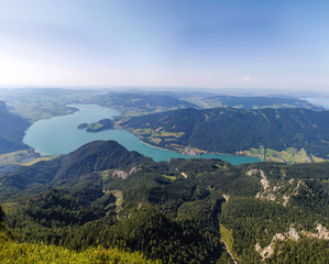 Panoramic View To Lake Mondsee From Schafbergspitze 1.783m In Salzkamergut