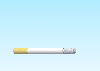 Glühende Filterigarette, zu ca. 1/4 abgebrannt