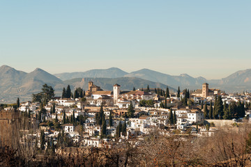 Panoramic view of Moorish Albaicin district of Granada