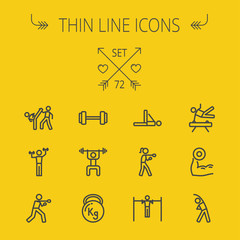 Sports thin line icon set