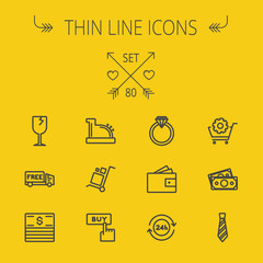 Business shopping thin line icon set