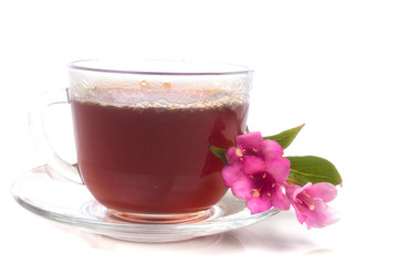 delicious fragrant hot tea from pink flowers