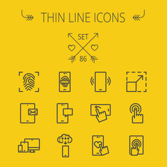 Technology thin line icon set