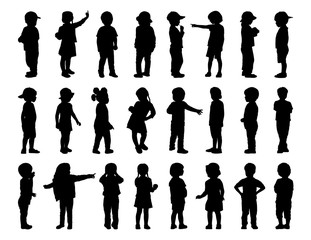 big set of children standing silhouettes 1