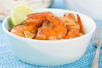 Gambas al Ajillo - Prawns with garlic slivers and smoked paprika. Spanish Tapas!