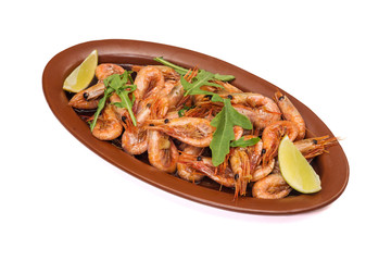 Fried shrimps isolated on white background