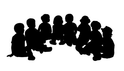 Obraz premium group of children seated in semi circle
