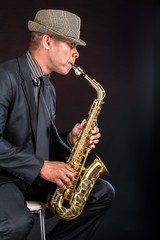 Plakat Jazz, musician, sax.