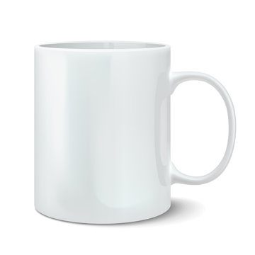Vector illustration of realistic white mug