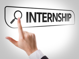 Internship written in search bar on virtual screen