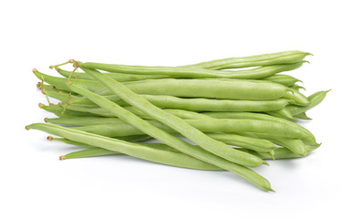 green beans on white background