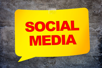 "Social media" in the yellow banner textural background. Design