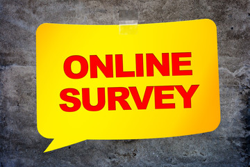 "Online survey" in the yellow banner textural background. Design