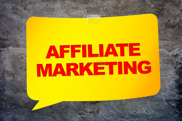"Affiliate marketing" in the yellow banner textural background.