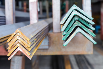 Close up stacked of angle steel