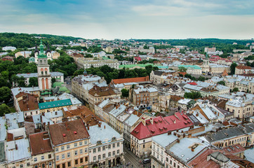 Fototapeta na wymiar Top view of old city, Lviv, Ukraine.